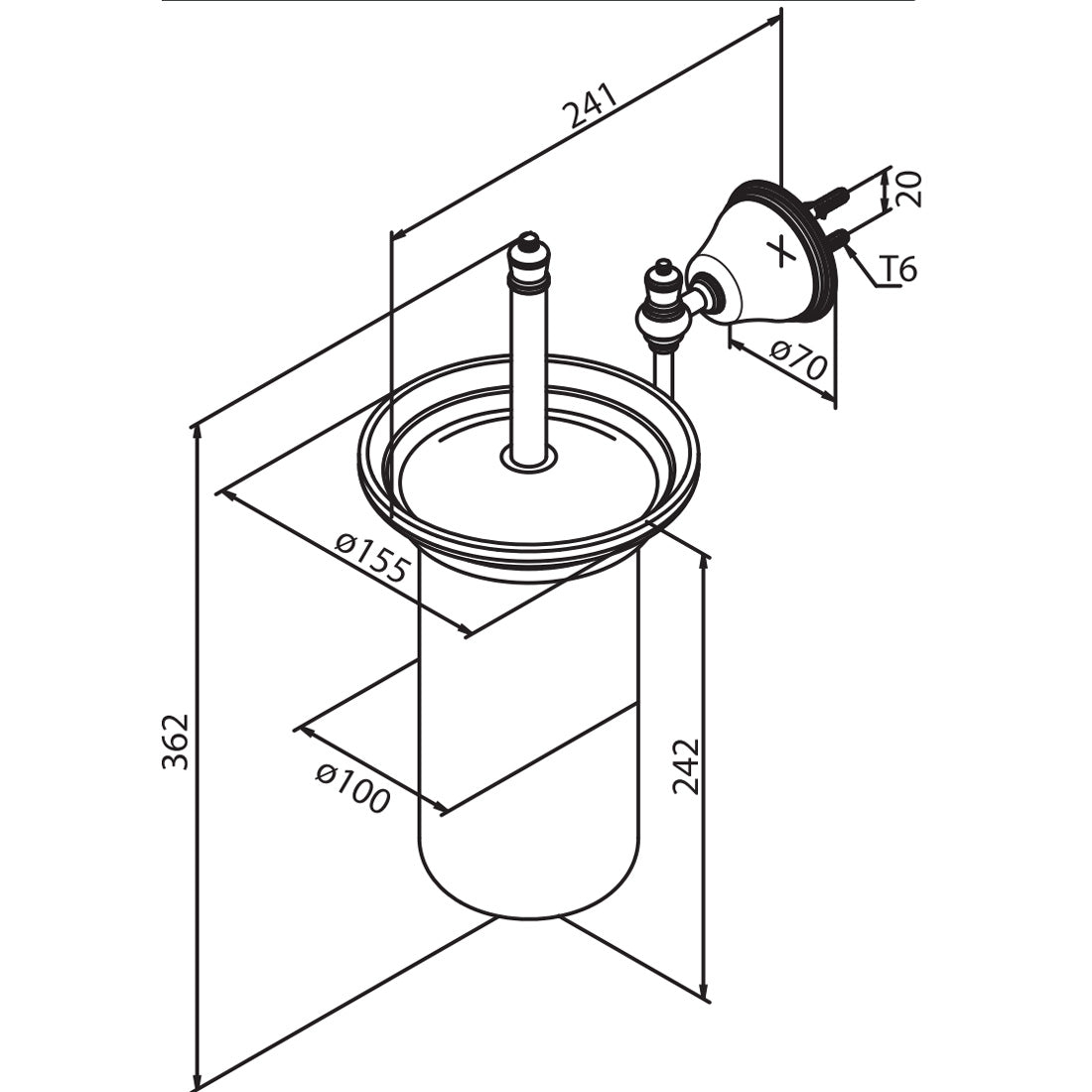 Klosetbørste Damixa Tradition vægmonteret Messing