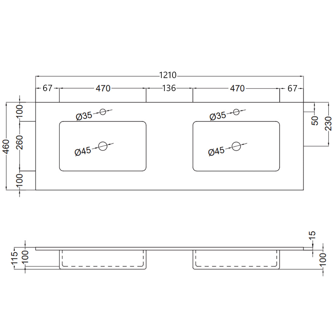 Håndvask Solid Surface Tenfors Alpin XL 120 cm Salvia