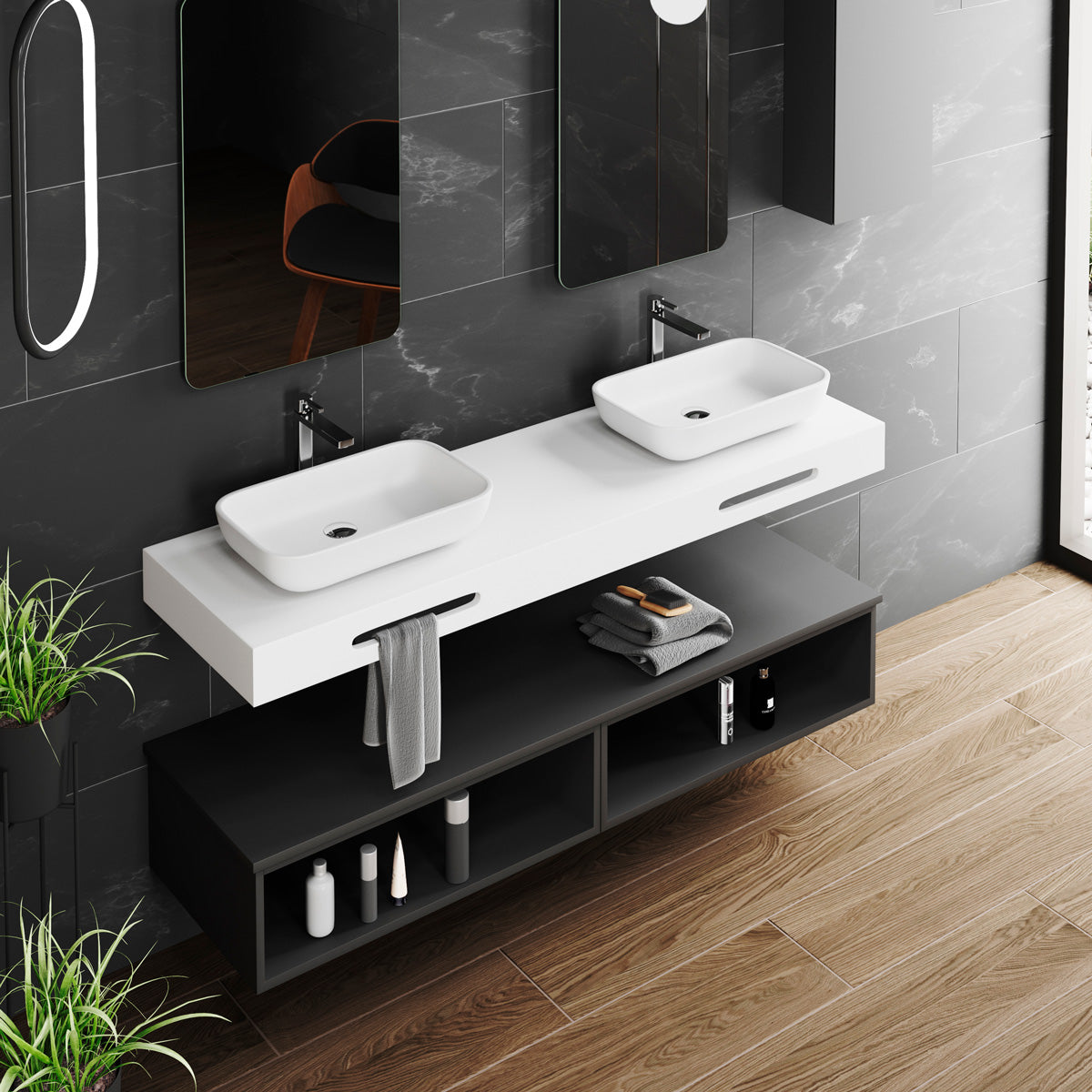 Håndvask Solid Surface Tenfors Milos 51x33 cm Hvid Mat