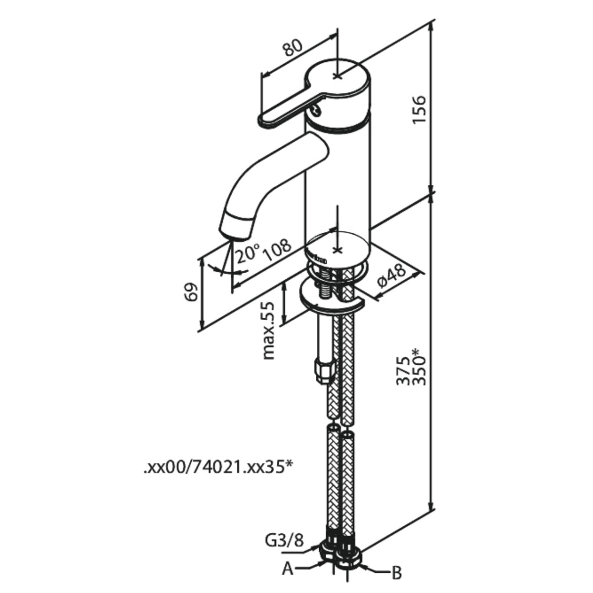 Håndvaskbatteri Damixa Silhouet Børstet Kobber