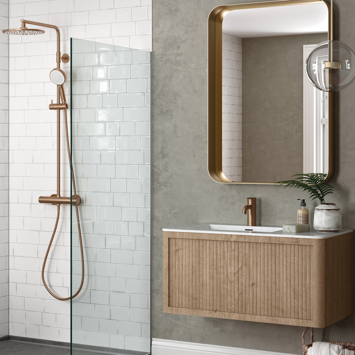 Håndvaskbatteri Damixa Silhouet Børstet Kobber