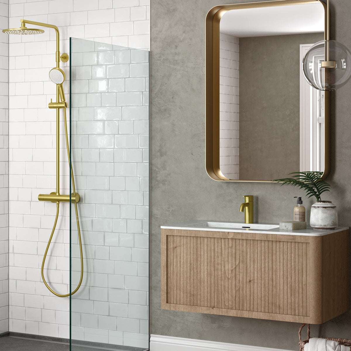 Håndvaskbatteri Damixa Silhouet Børstet Messing