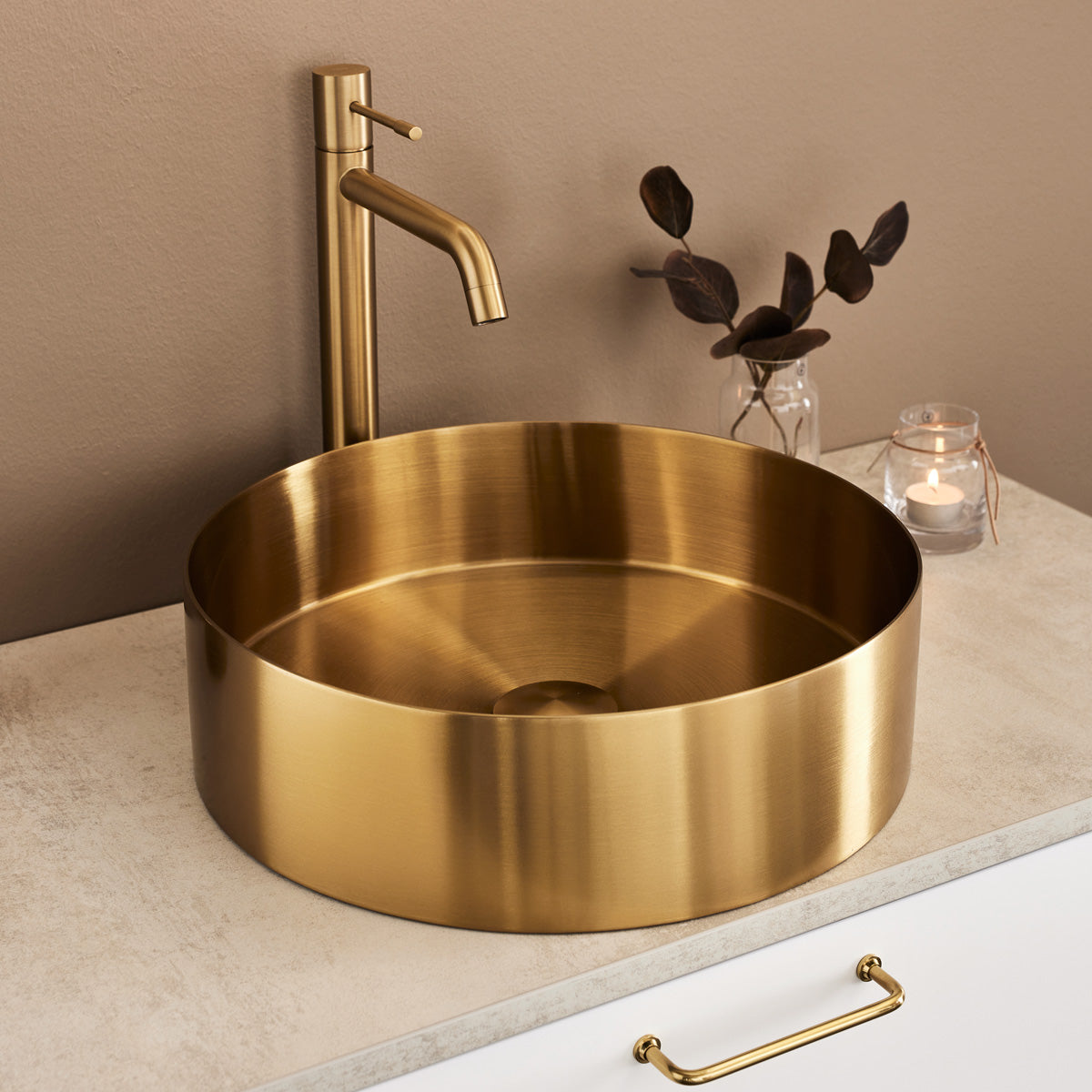 Håndvaskbatteri Hafa Fine Høj Mat Børstet Messing