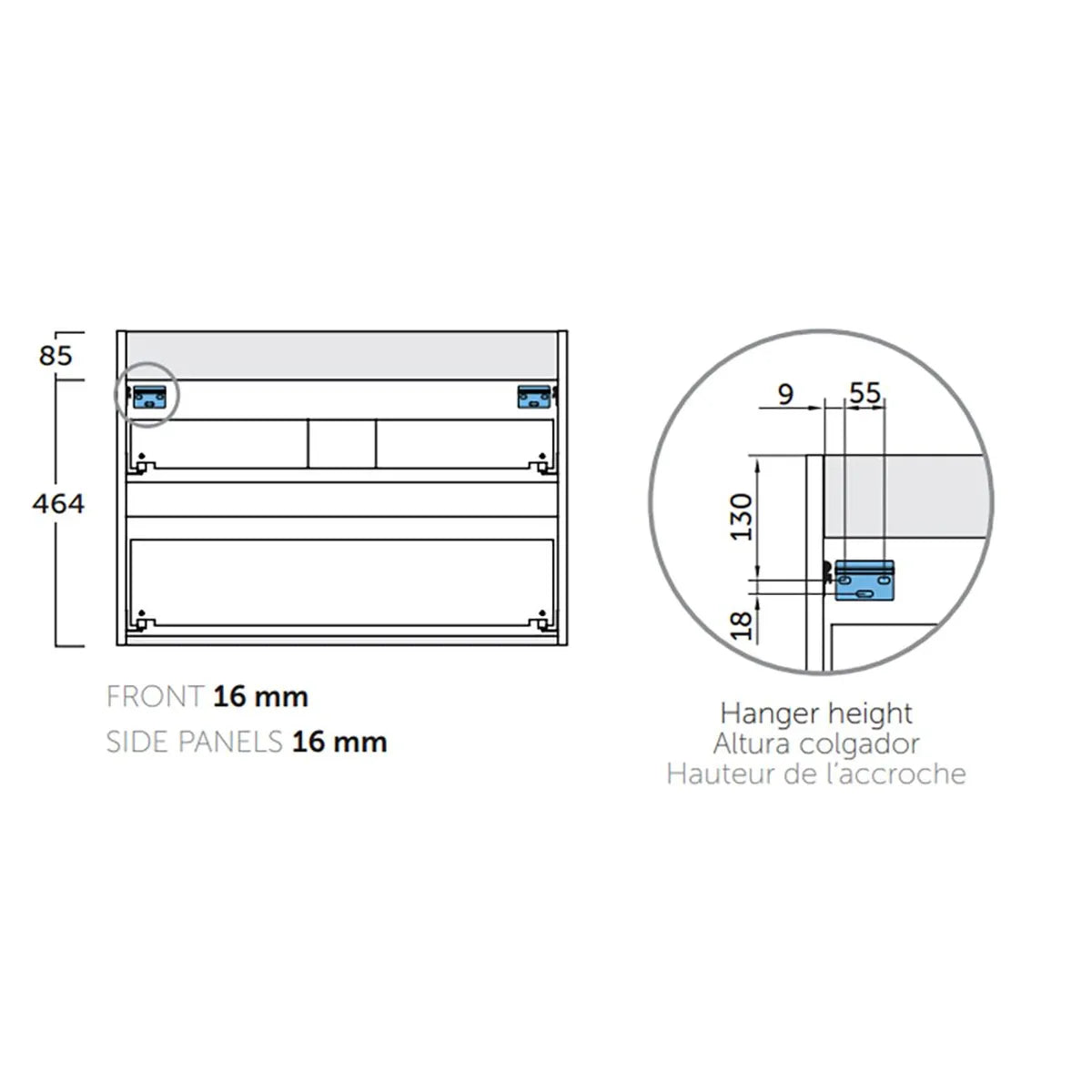 Kommode & Håndvask 120 cm Tenfors Viken Grå Mat 4 skuffer