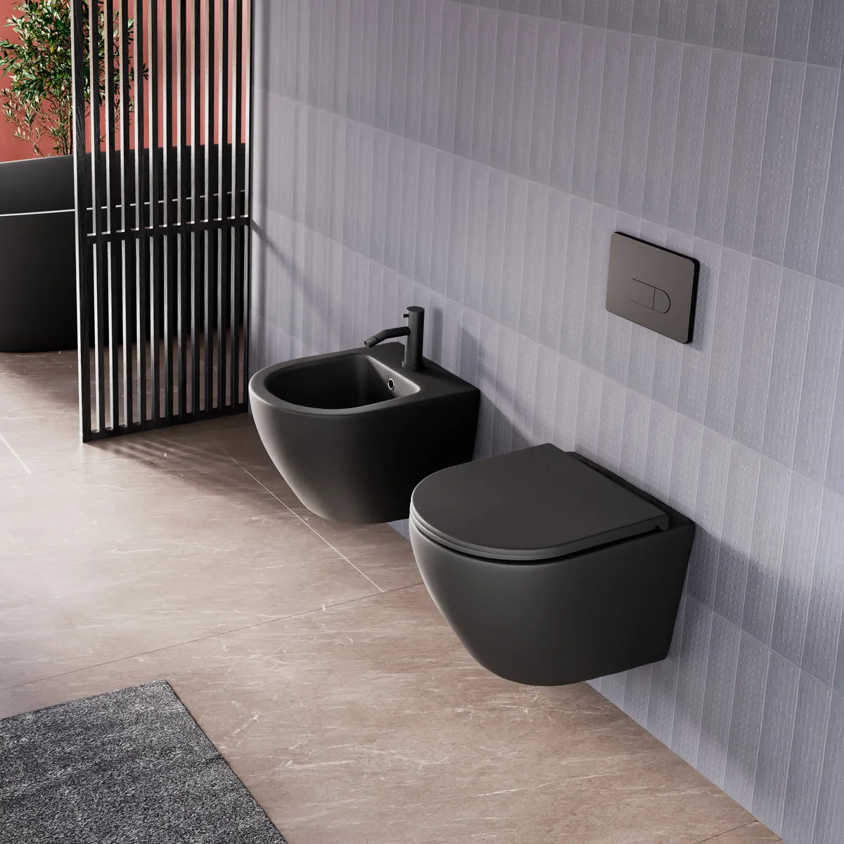 Væghængt Toilet Tenfors Sanitario Sort Mat