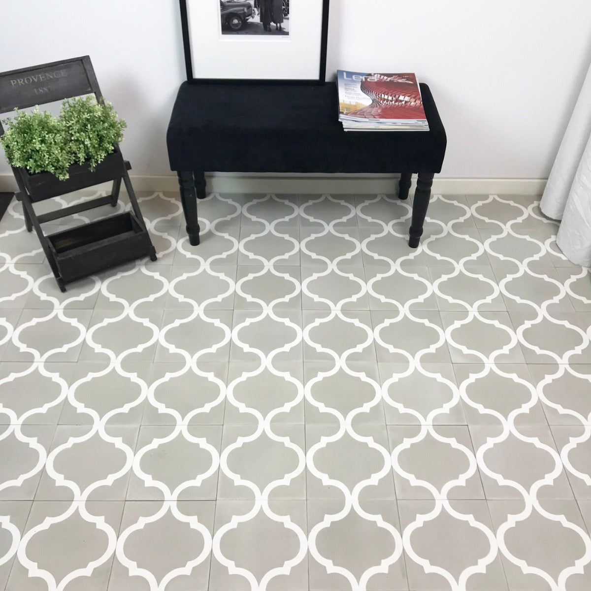 Marokkansk flise Zawat Grey 20x20 (12mm)