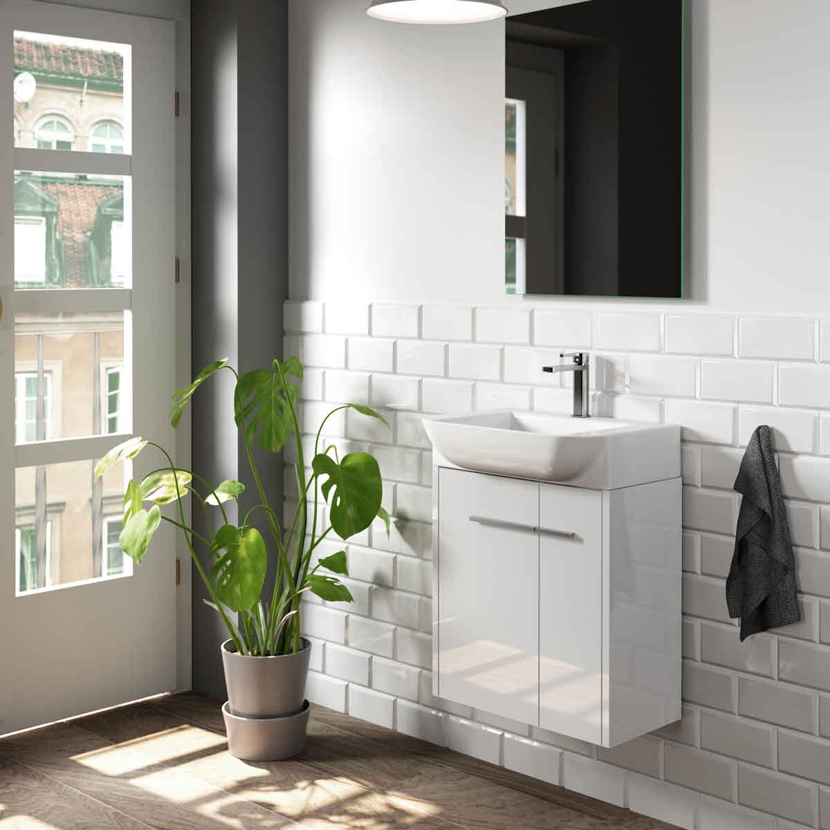 Prøve Badeværelsesmøbel Set Tenfors Kompakt 55 cm Hvid Blank