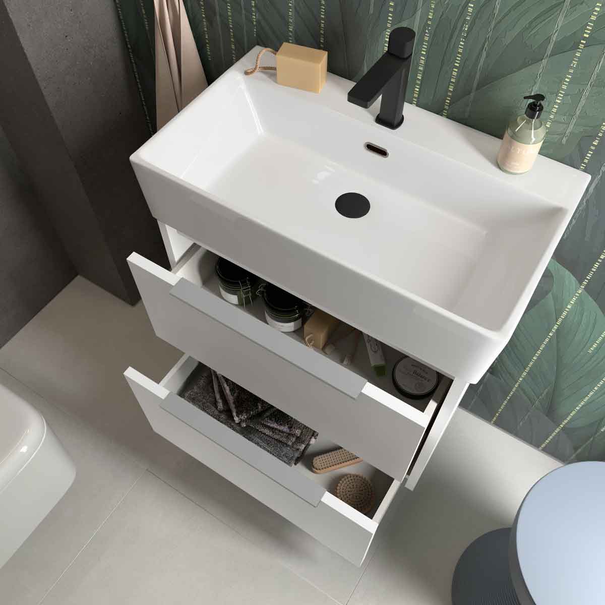 Badeværelsesmøbel Sæt Tenfors Smidig 60 cm Hvid Blank