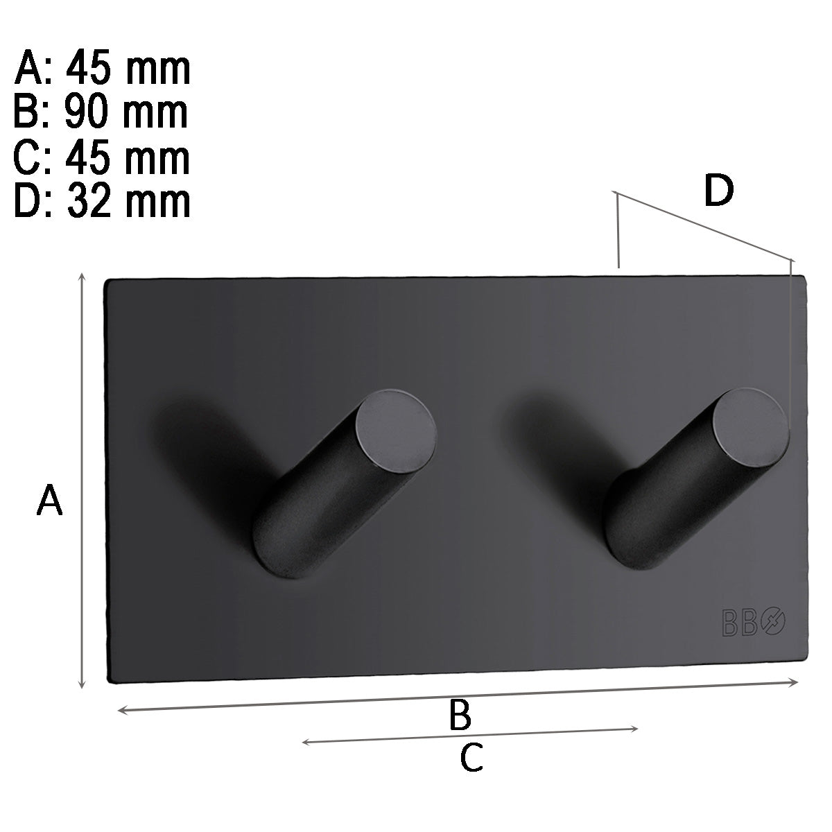 Dobbelkrog Smedbo Selvklæbende Kantet Sort Mat