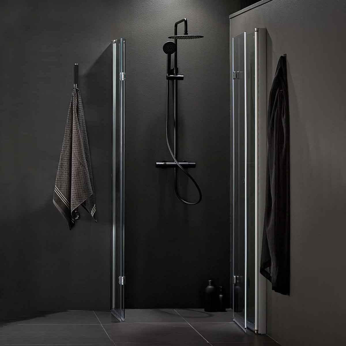 Brusehjørne Hafa Igloo Pro Fold 90x90 Klart glass Aluminium