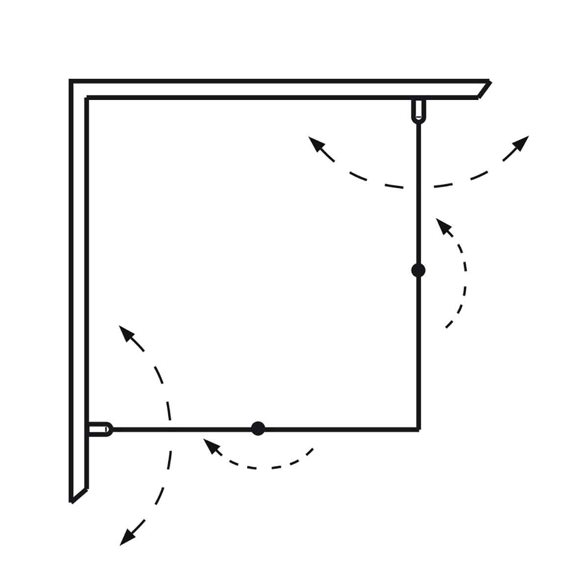 Brusehjørne Hafa Igloo Pro Fold 70x70 Klart glass Sort
