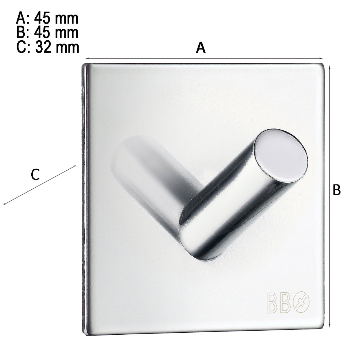 Enkeltkrog Smedbo Selvklæbende Kantet Krom Blank