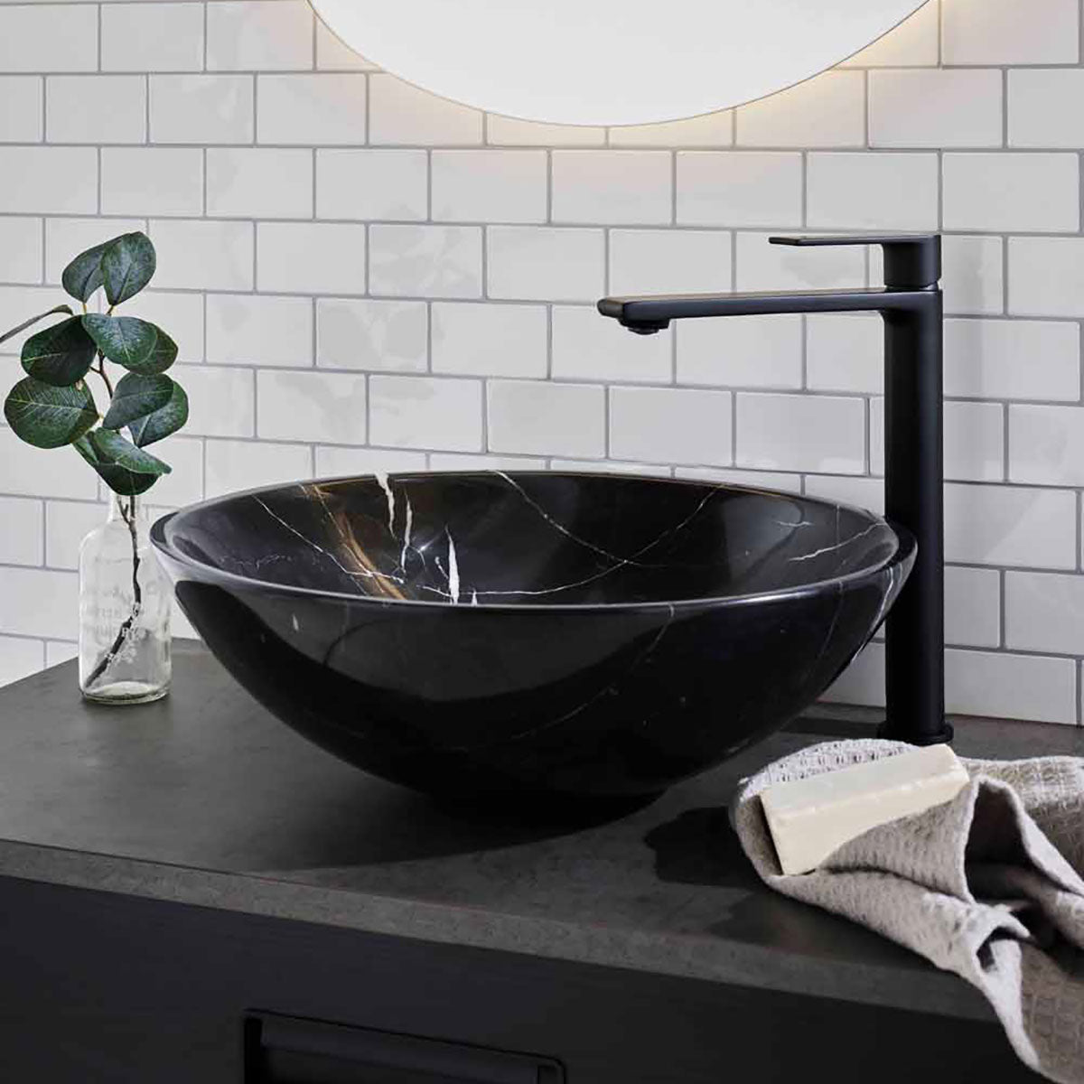 Fritstående Håndvask Noro Marble Sort