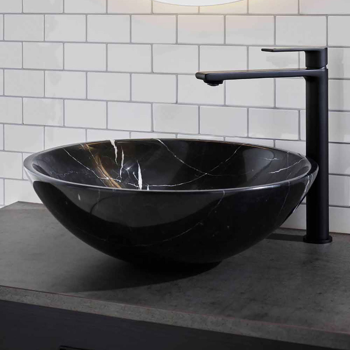 Fritstående Håndvask Noro Marble Sort
