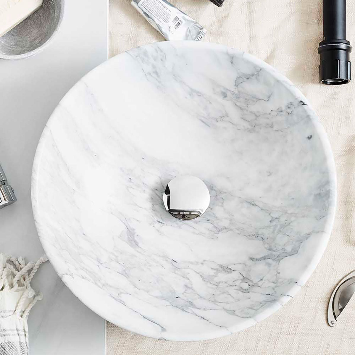 Fritstående Håndvask Noro Marble Hvid