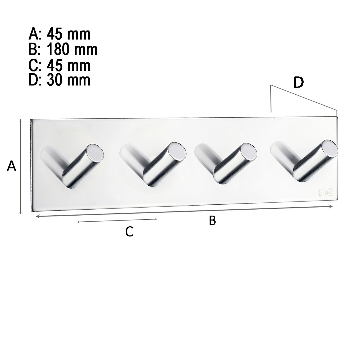 Firekrog Smedbo Selvklæbende Kantet Krom Blank