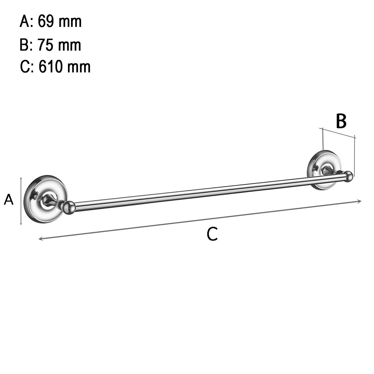 Håndklædestang Smedbo Villa Krom Blank 60 cm