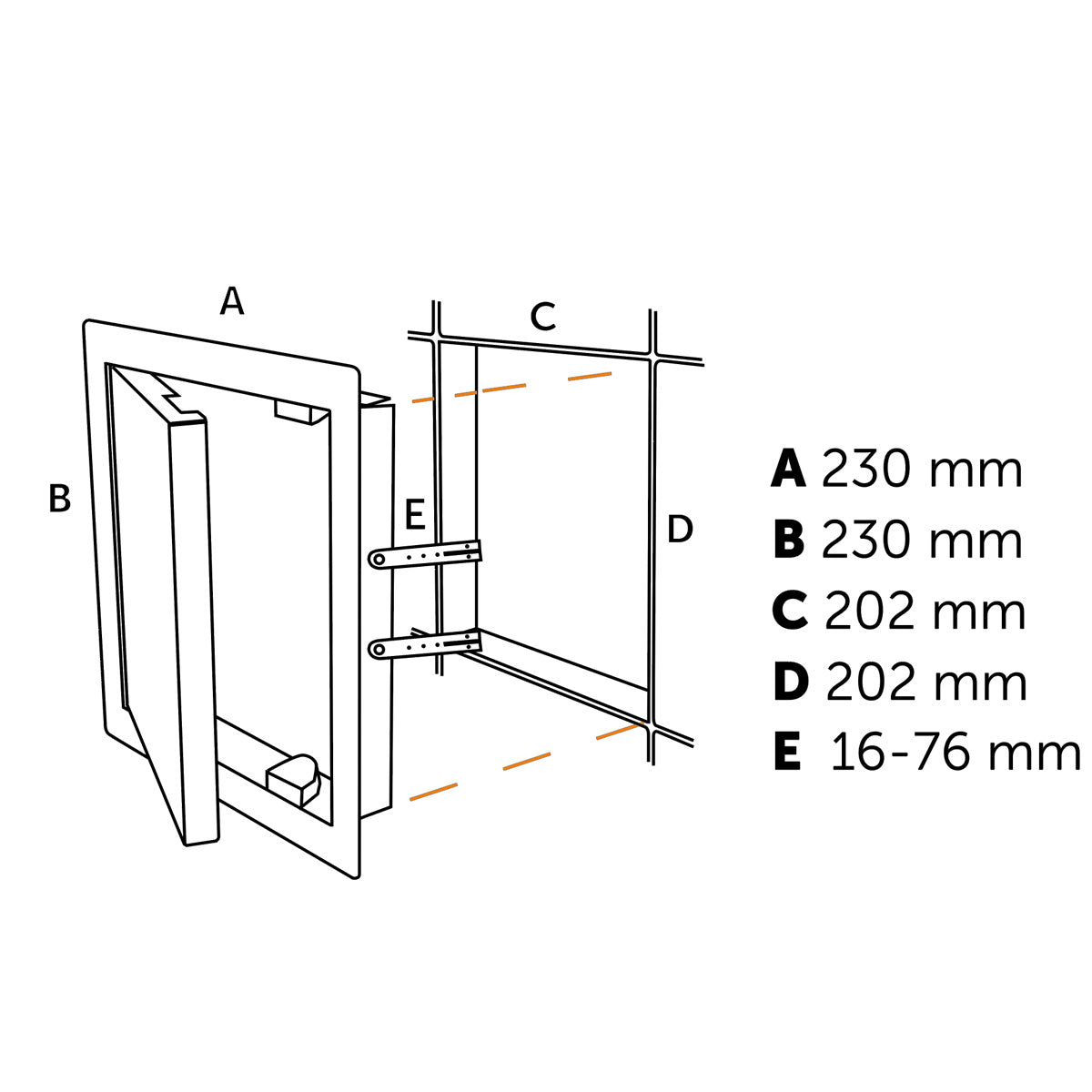 Inspektionslem Push White 200x200 mm