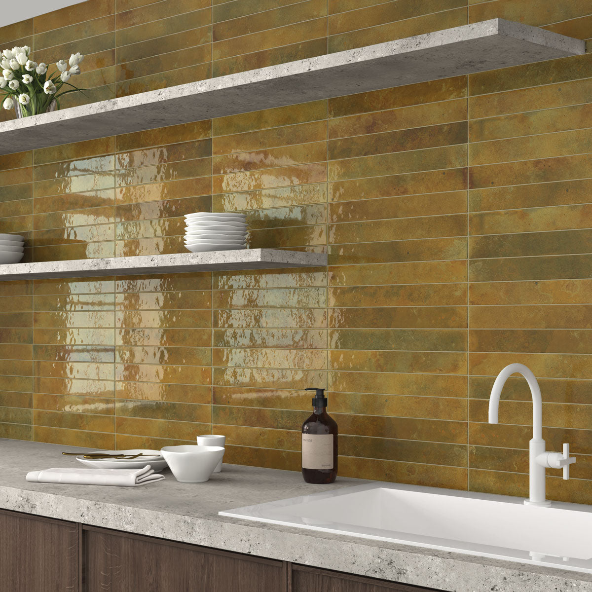Prøve Vægflise Bali Moss Blank 5x40