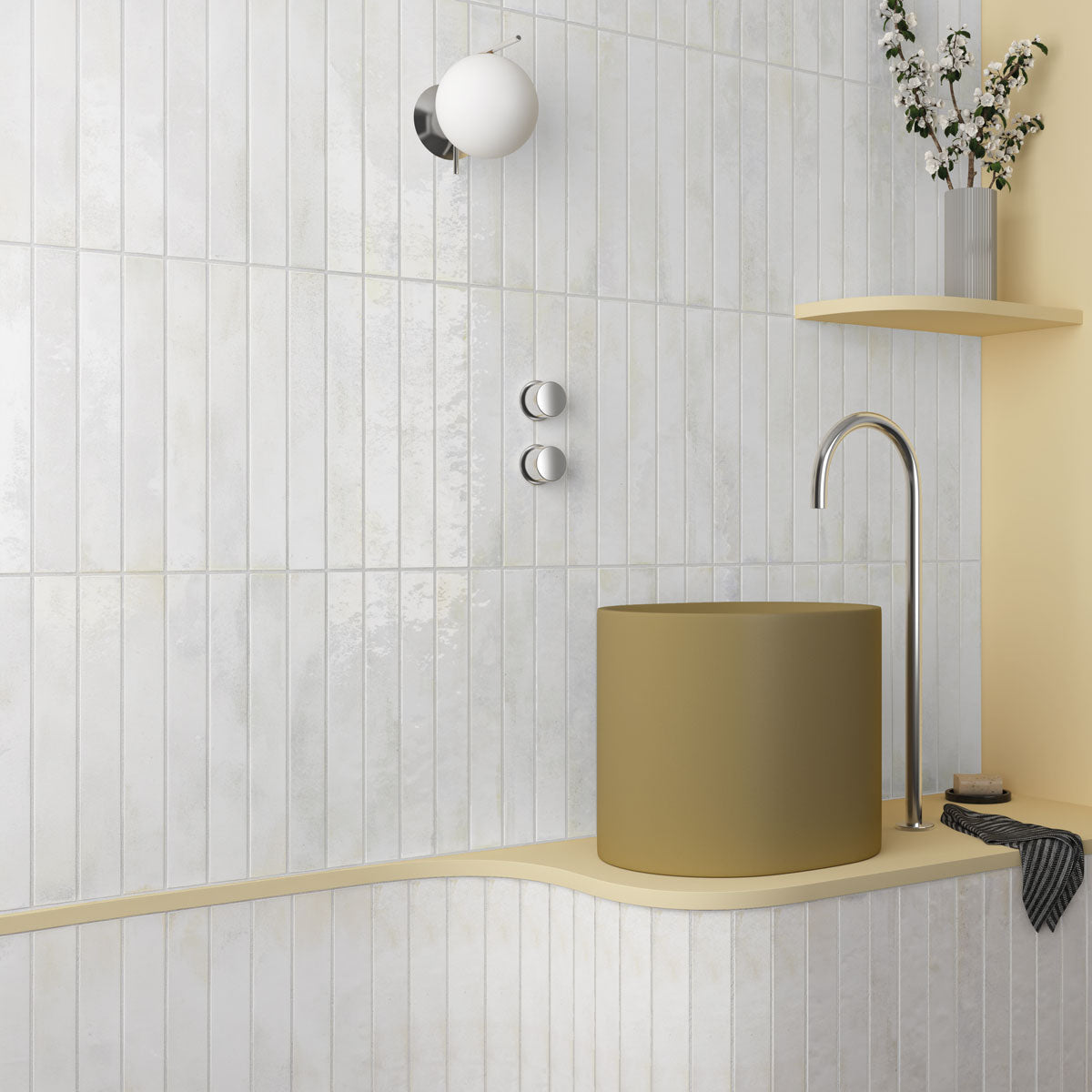 Prøve Vægflise Bali White Blank 5x40