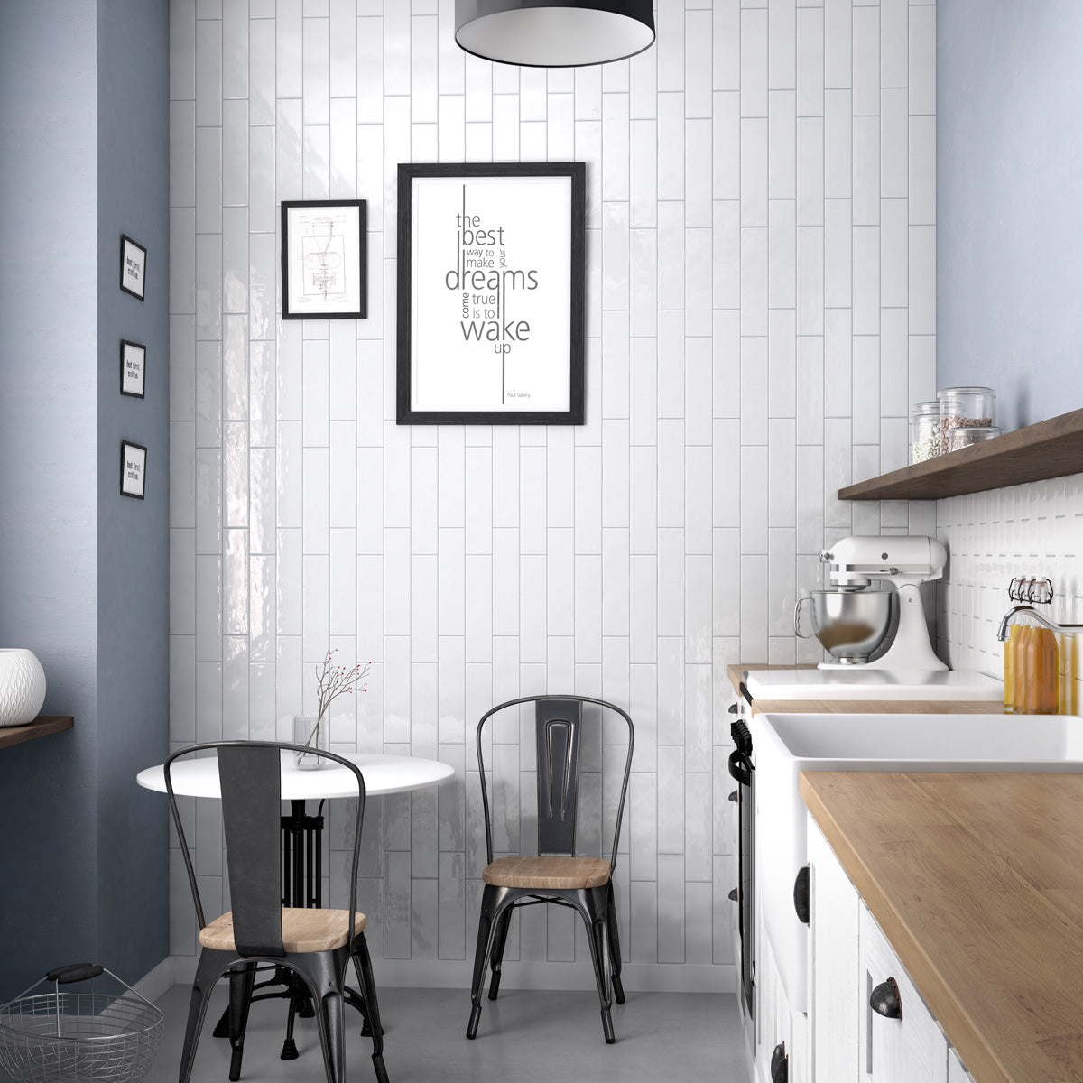 Vægflise Casita White Blank 7,5x30