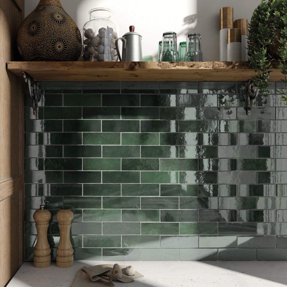 Prøve Kakel Creativa Moss Green Blank 6,5x20