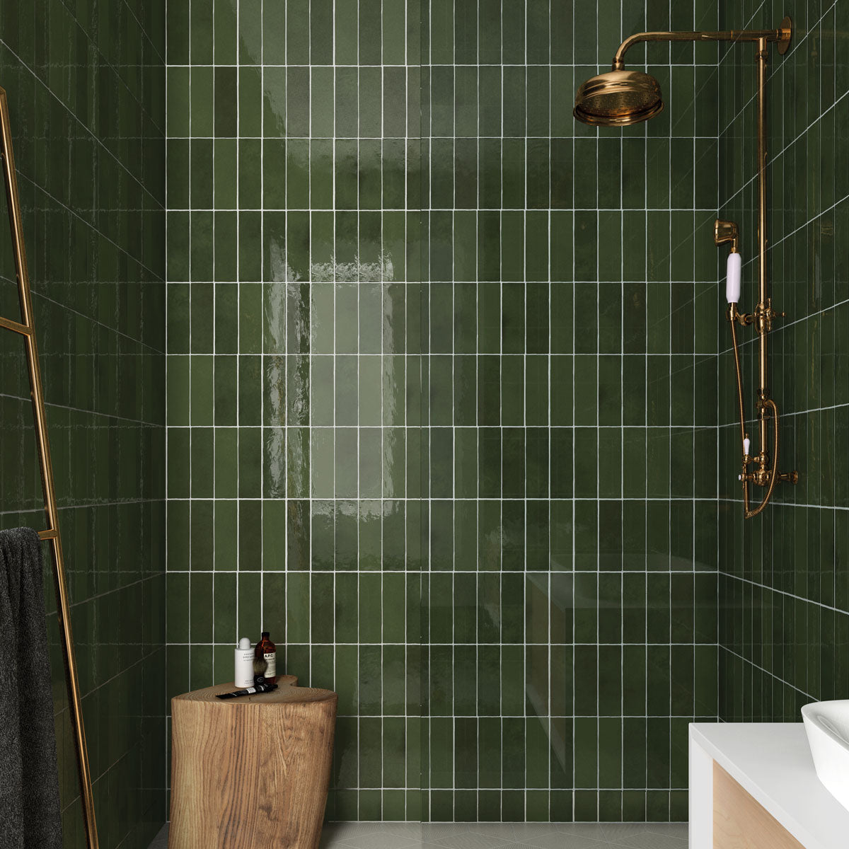 Prøve Vægflise La Riviera Botanical Green Blank 6,5x20