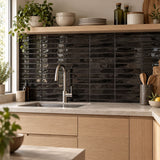 Vægflise Materika Rak Black Blank 5x25