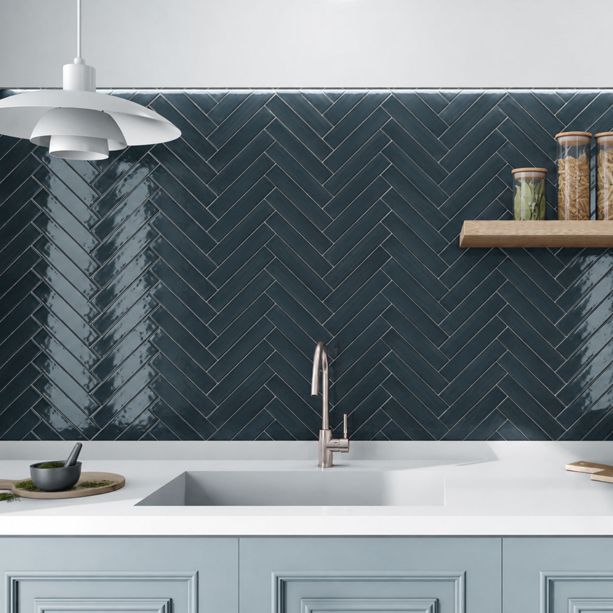 Vægflise Materika Rak Blue Blank 5x25