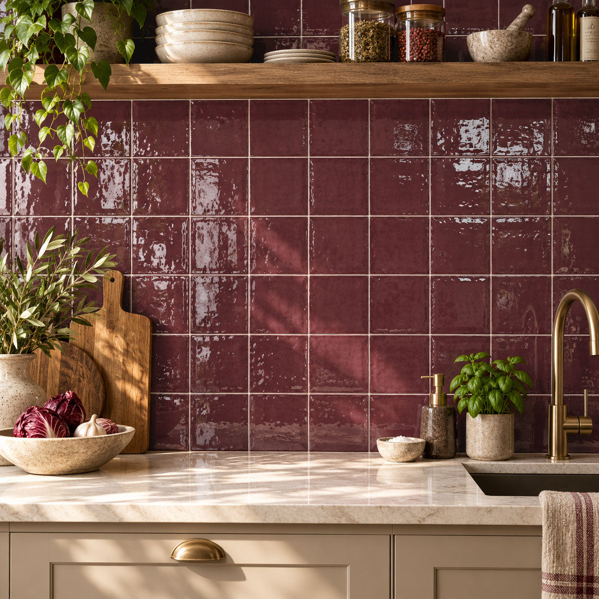 Vægflise New Country Bordeaux Blank 15x15  