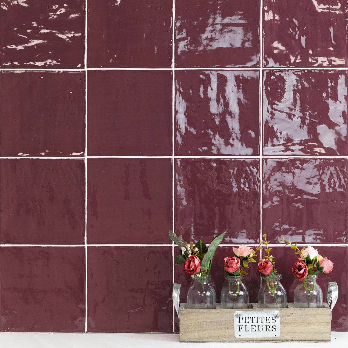 Vægflise New Country Bordeaux Blank 15x15  