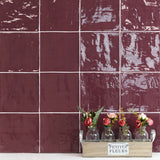 Vægflise New Country Bordeaux Blank 15x15  