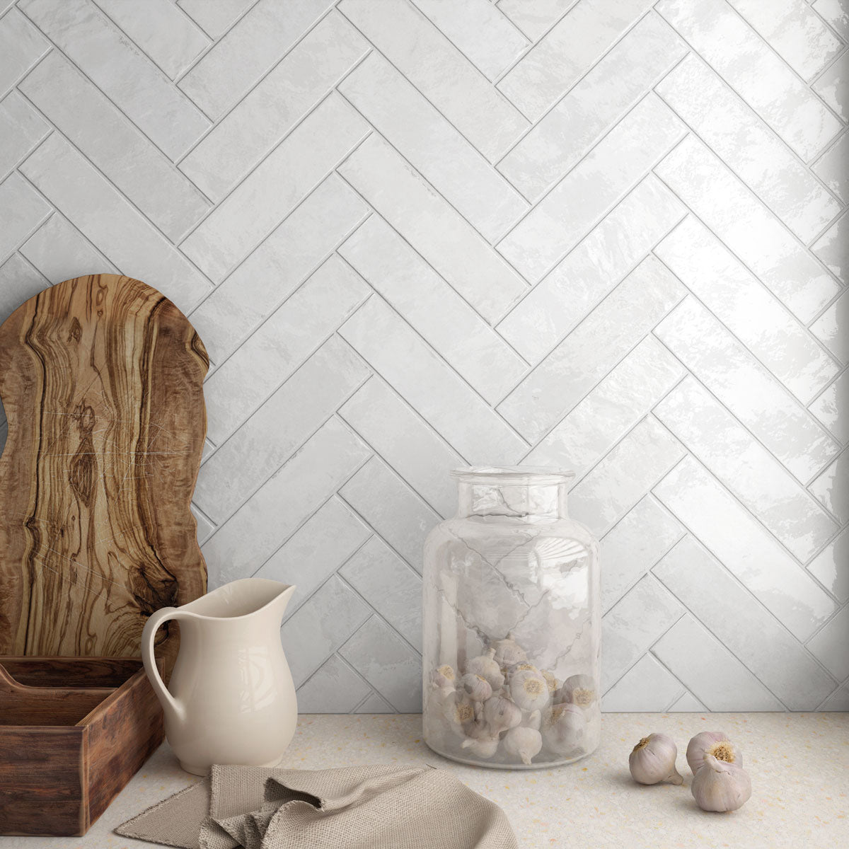 Prøve Vægflise Tribeca Gypsym White Blank 6x24,6