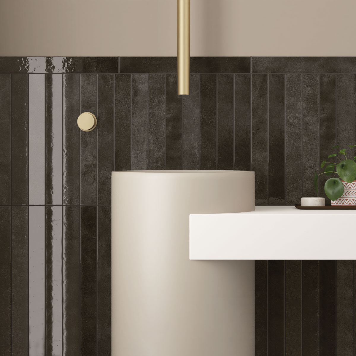Prøve Vægflise Vertikale Soot Blank 5x40