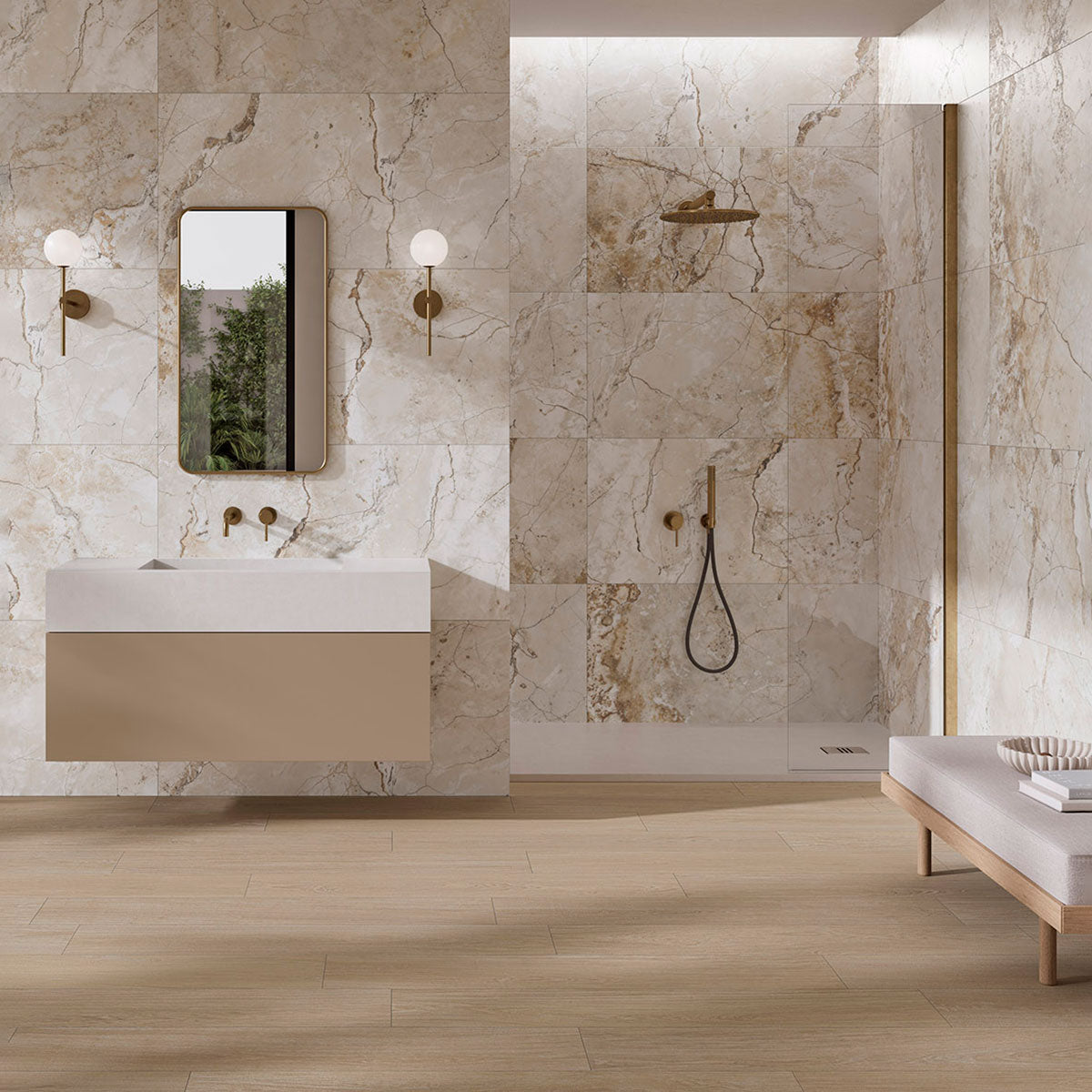 Klinker Golden Mist Marmor Mat 120x120