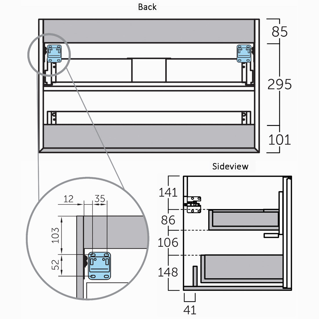 Kommode 80 cm Tenfors Rosendal Ek