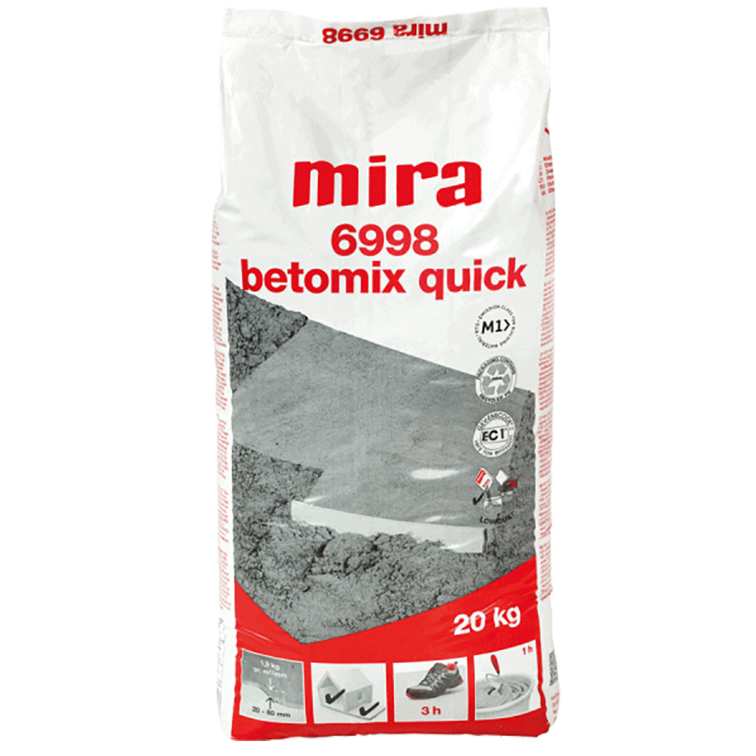 Støbemasse Mira Betomix 6998 Quick Støvreduceret 20 kg – Kakelgiganten