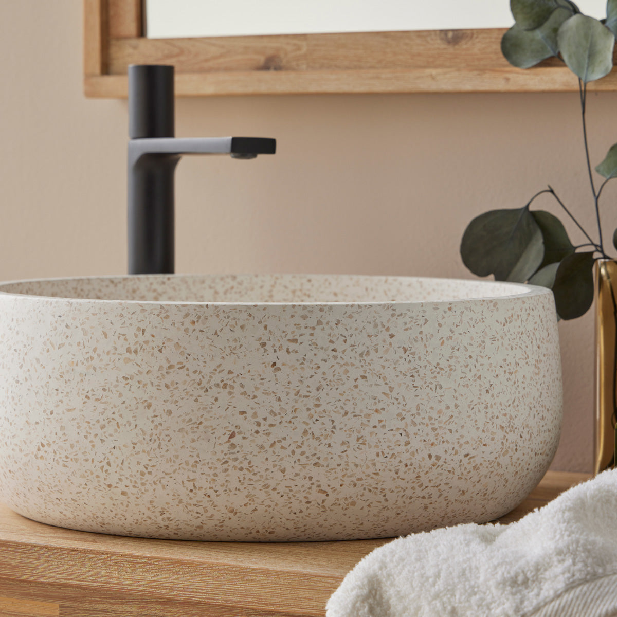 Håndvask Terrazzo Vit 39x39x14 cm