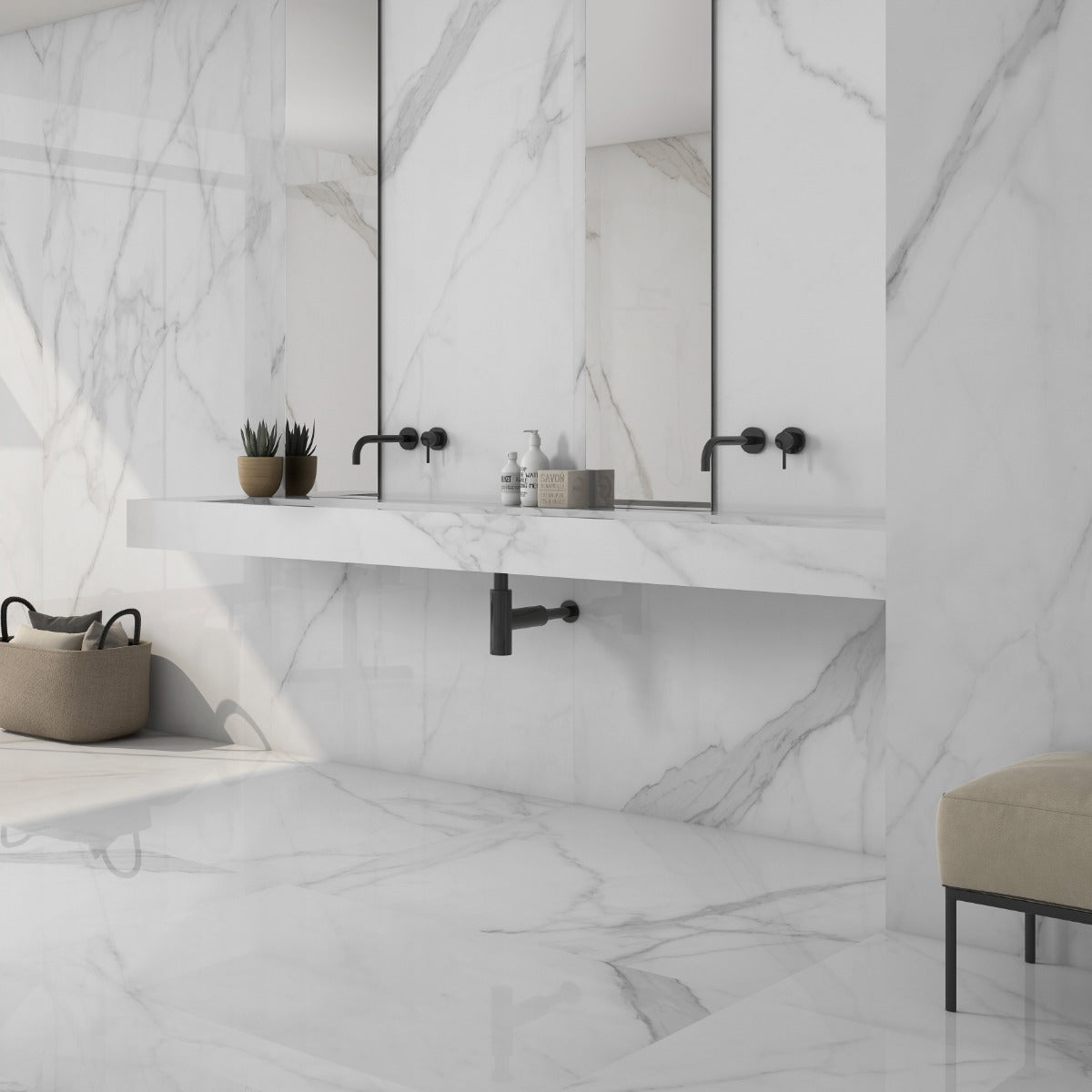 Klinker Tholos White Blank Marmor 120x120