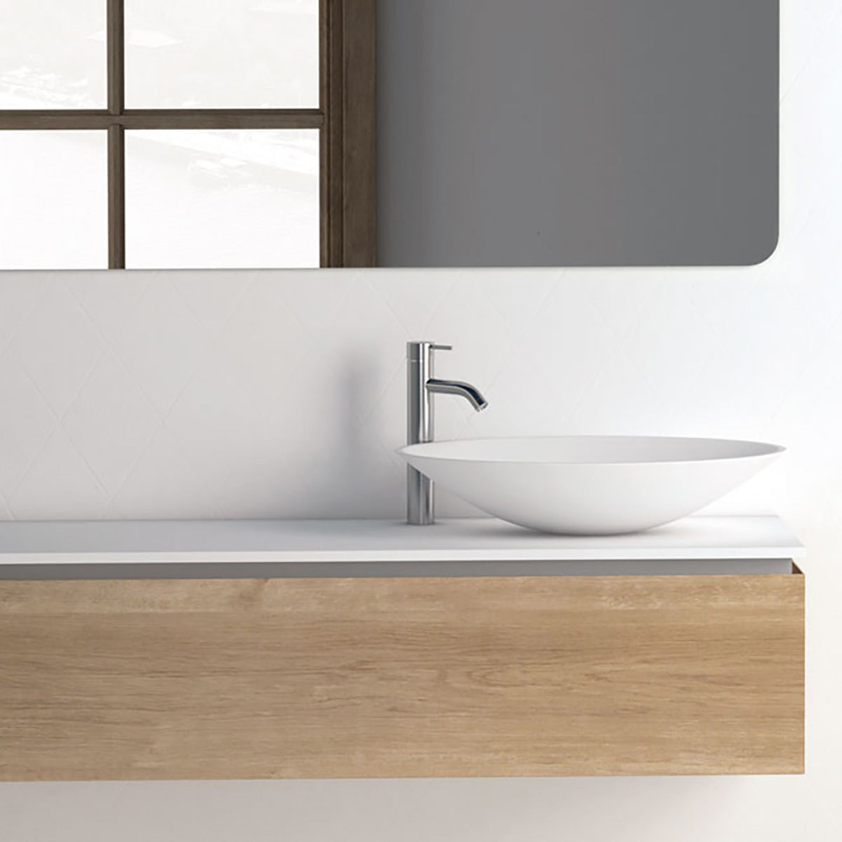 Bordplade Solid Surface Tenfors 100x45 cm Hvid Mat
