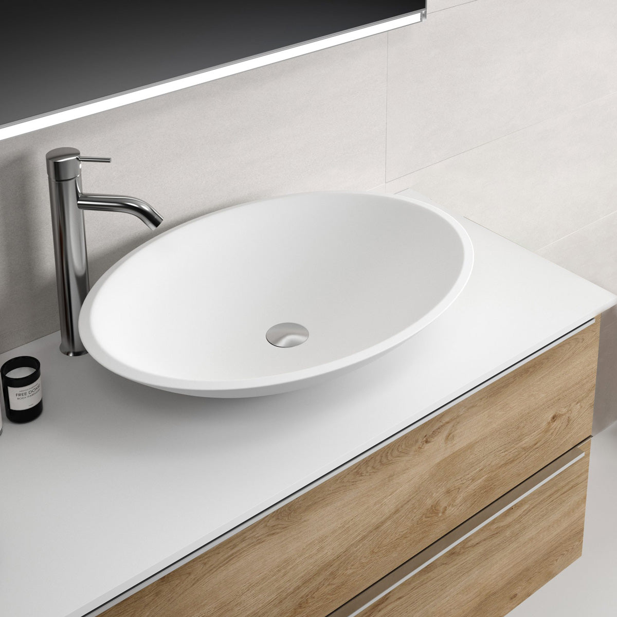 Bordplade Solid Surface Tenfors 120x45 cm Hvid Mat