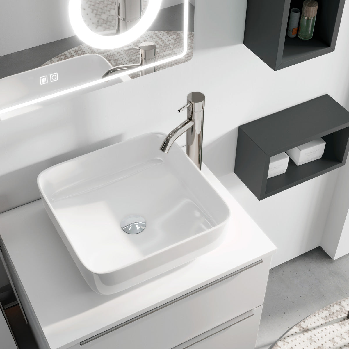 Bordplade Solid Surface Tenfors 60x45 cm Hvid Mat