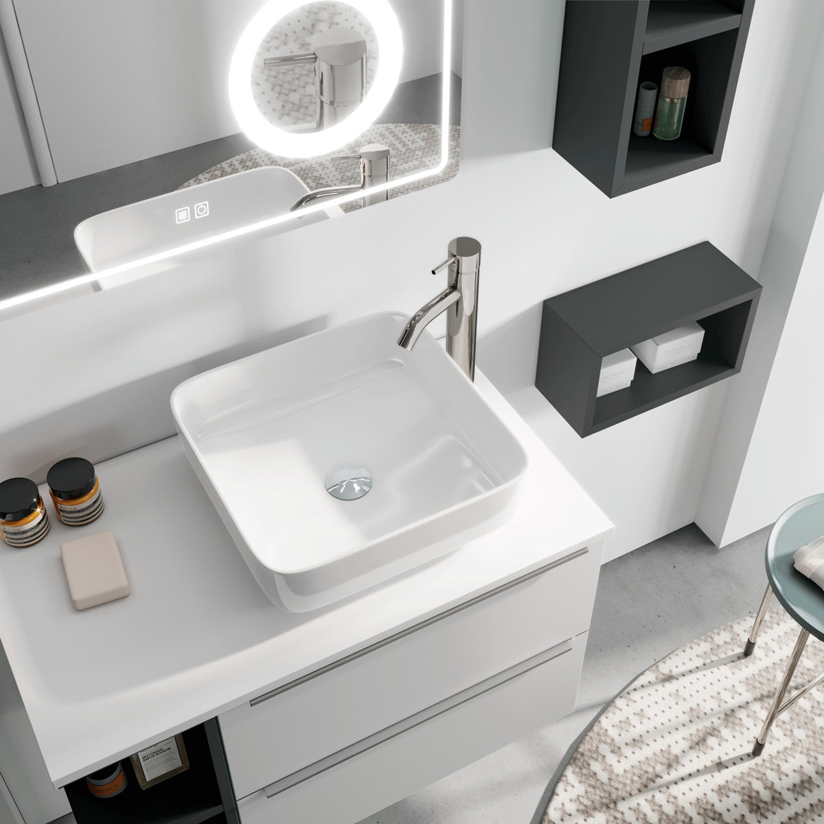 Bordplade Solid Surface Tenfors 80x45 cm Hvid Mat