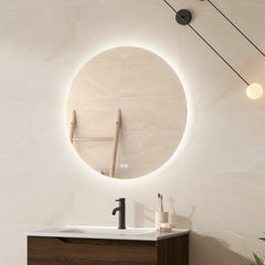 Badeværelsesspejl Rund Dugfri LED 80 cm Tenfors Verona