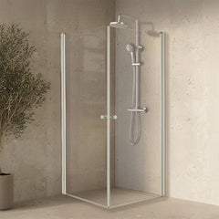 Brusehjørne Tenfors Viskan 90x90 Klarglas Alu-profil