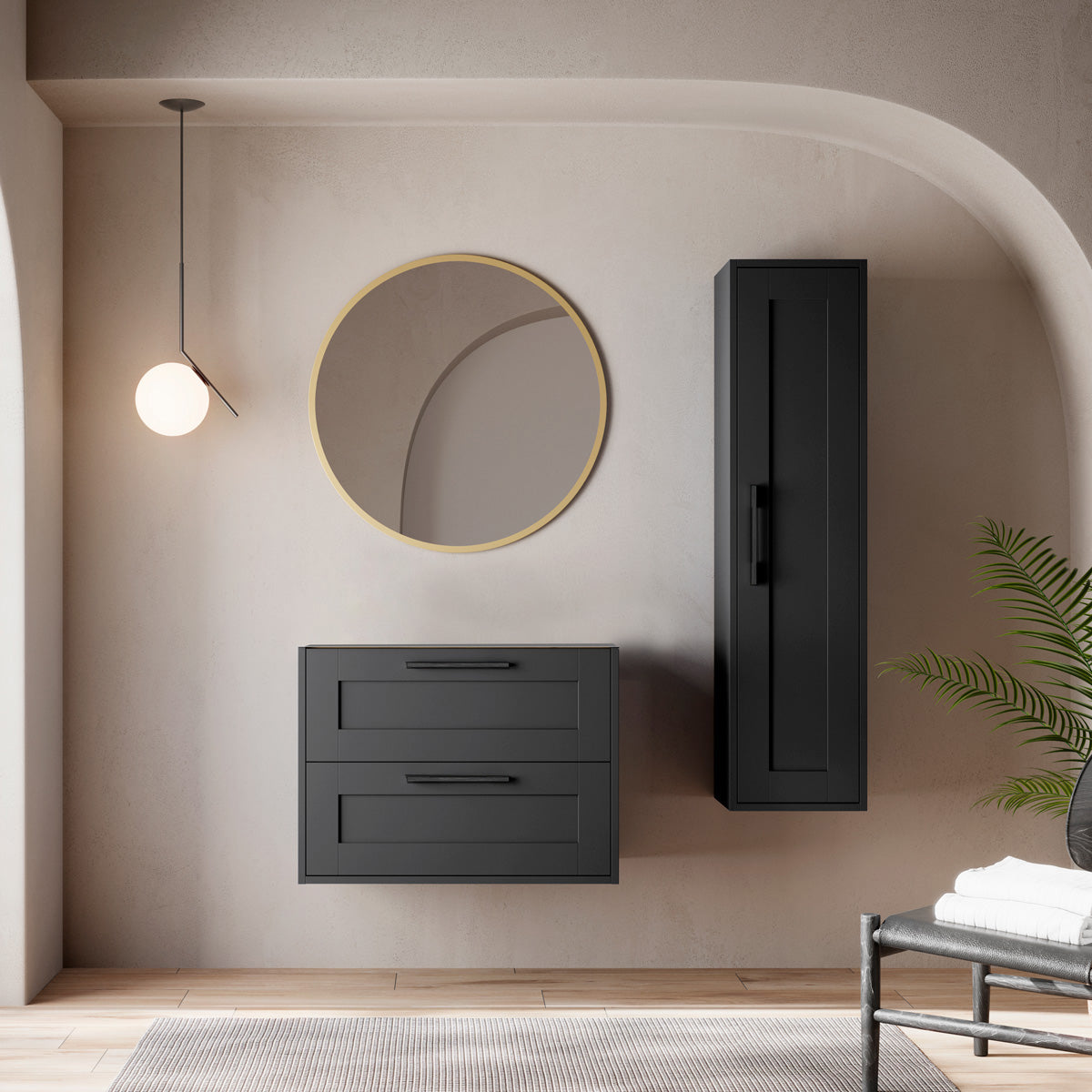Badeværelsesskab Høj 35x140 cm Tenfors Allmoge Antracit