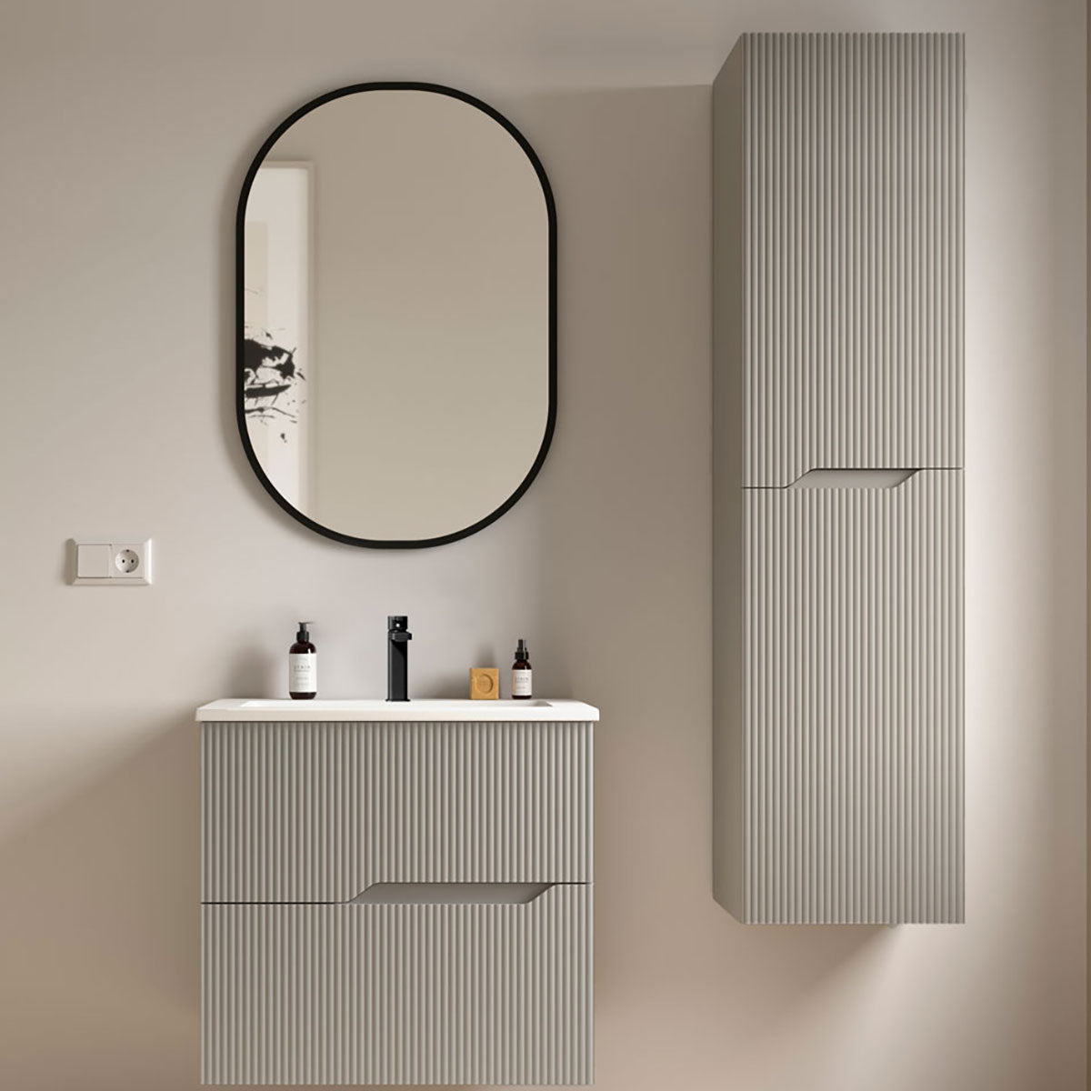 Badeværelsesskab Høj 35x140 cm Tenfors Bambu Mullvad Mat