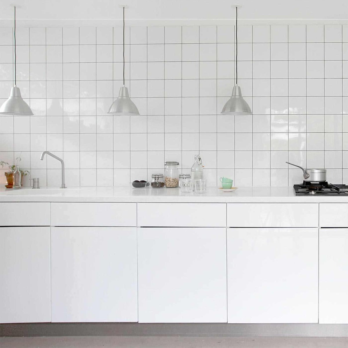 Vægflise Hvid Blank 15x15