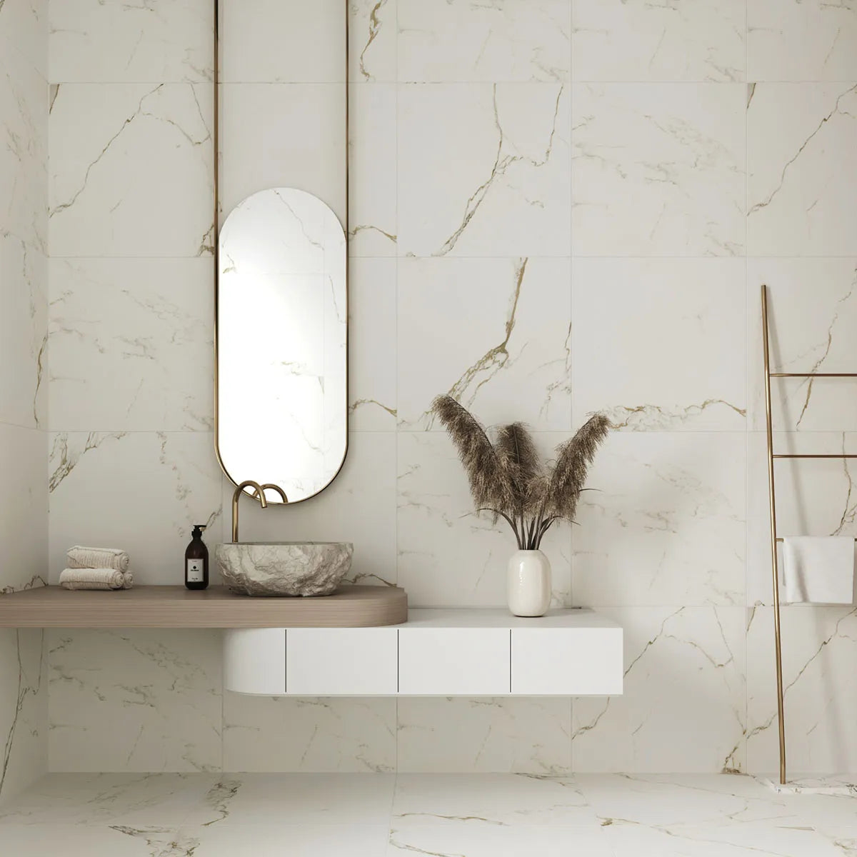 Klinker Carrara Gold Marmor Mat 60x60