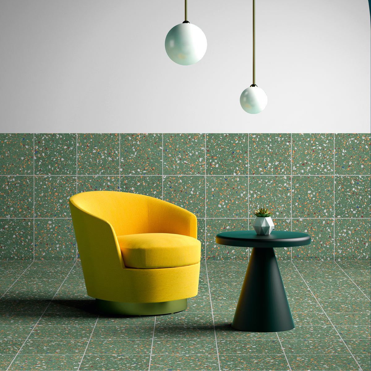 Klinker Terrazzo Green Mat 60x60